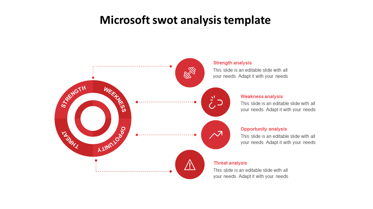 Free - Microsoft SWOT Analysis Template With Circular Infographics